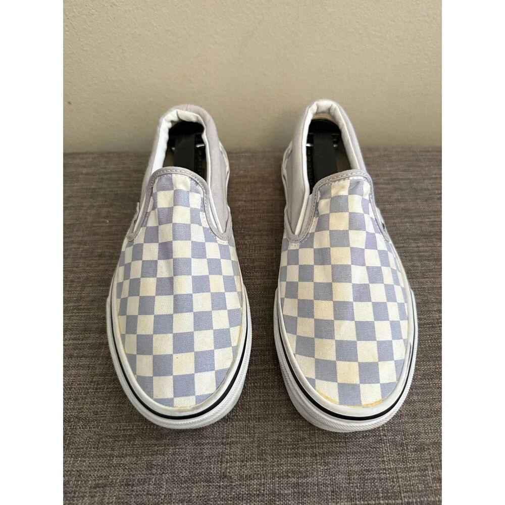 Women’s Vans  Slip-On Checkerboard Light Purple Canvas Shoes Size 7.5 *Read*